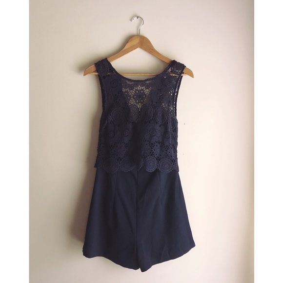 Skies Are Blue Other - Navy romper